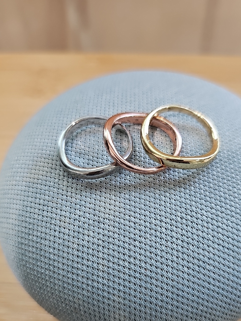 Tri-Color Minimalist Stacking Rings - Gold, Rose Gold & Silver